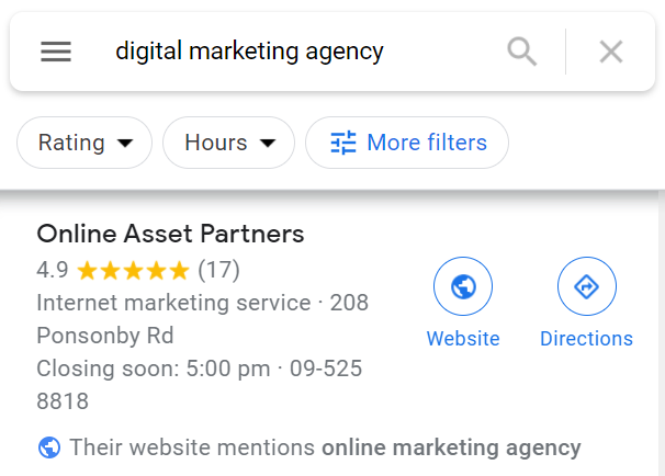 A screenshot of the Google My Business listing for Authentic Digital.